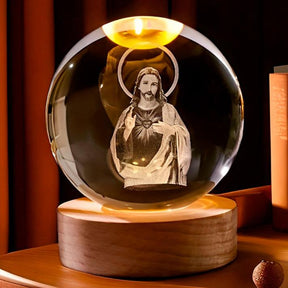 Luminária Religiosa - Bola de Cristal Jesus Cristo