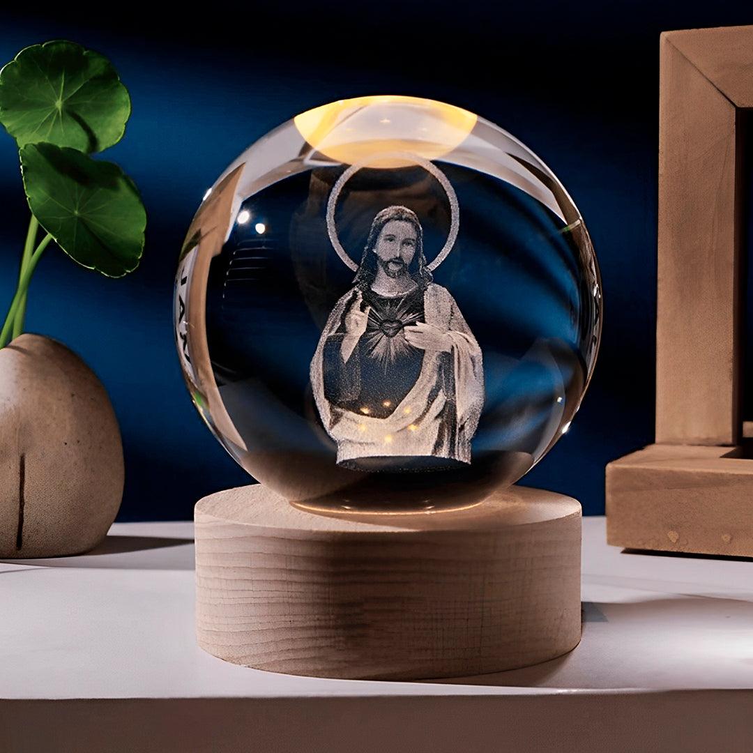 Luminária Religiosa - Bola de Cristal Jesus Cristo